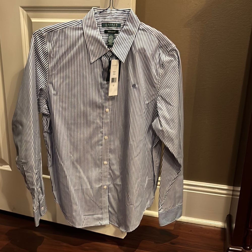 Women’s Blue Striped Ralph Lauren Button Down